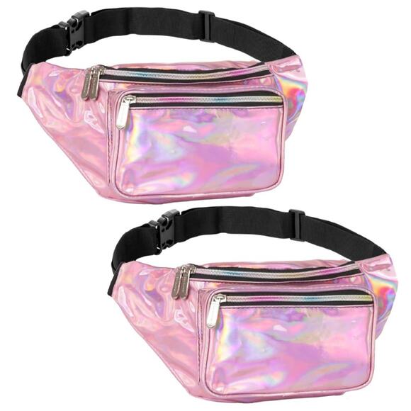 SoJourner Bags Handbags - Holographic Fanny Pack Belt bag - Crossbody Waist Bag for Women ( 2- PACK )